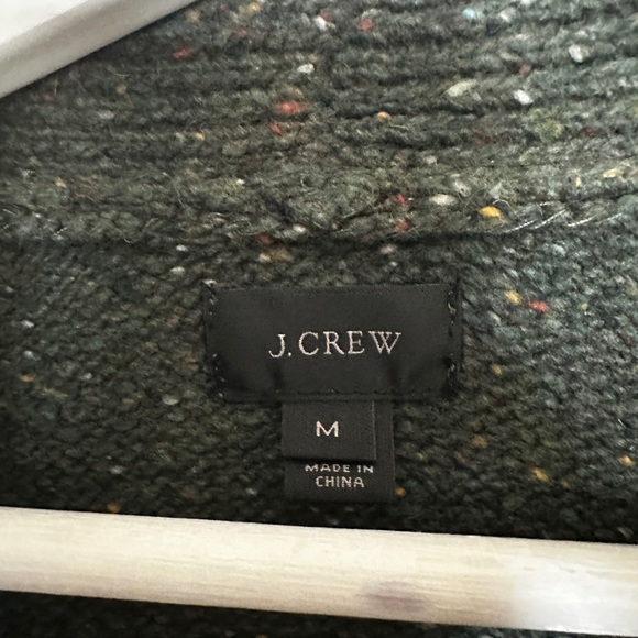 J.Crew Men’s Green Speckled 1/4 Zip Shawl Collar Cardigan Sweater Medium - Picture 4 of 6